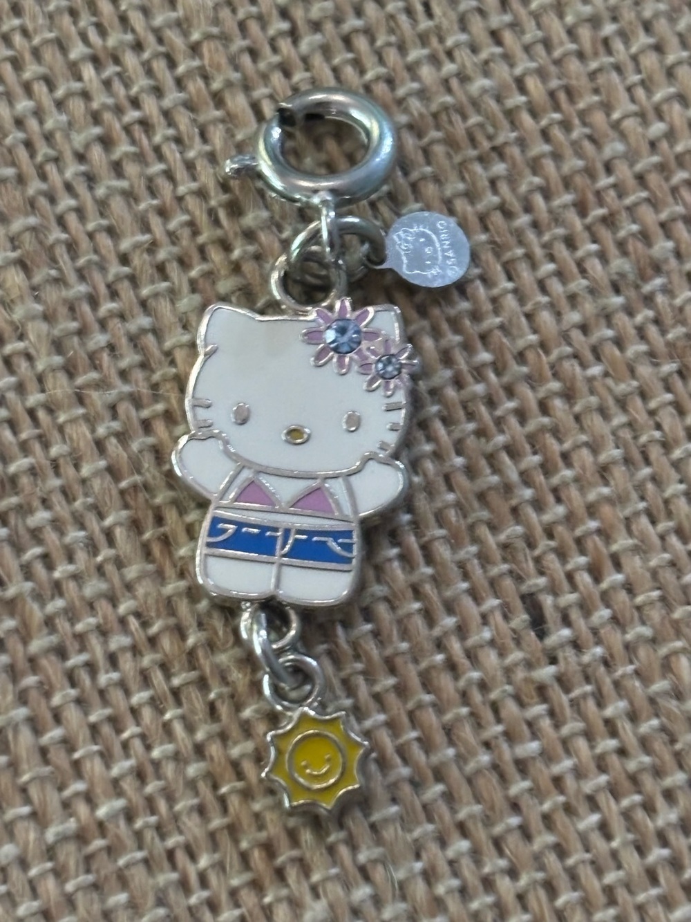 Sanrio Hello Kitty Enamel Dangle Sun Charm Bikini Top And Shorts Rhinestones